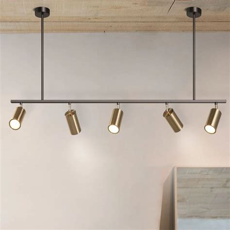 Modern Brass Hanging Track Lights | Track lighting kitchen, Track ...