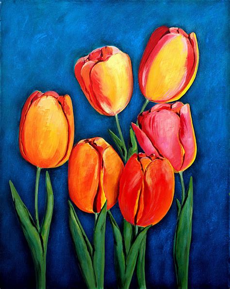 Tulips Acrylic Painting By Ozgul Tuzcu | absolutearts.com