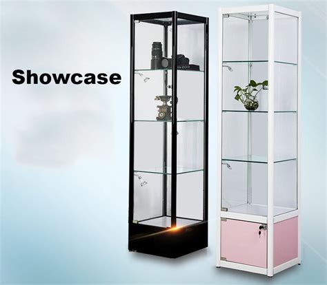 Home Square Glass Showcase Tower Display Square Glass Display Cases For ...