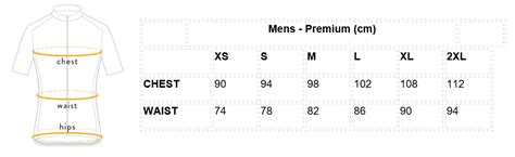 Men's Cycling Jersey-Premium Size Chart – Honey Custom Apparel