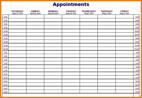 Free Appointment Schedule Template Beautiful Printable Appointment ...