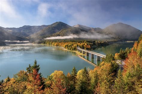 Lake Sylvenstein, Bavaria, Germany, landscape HD Wallpaper