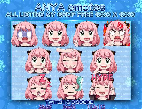 Anya Emotes/ Anya Cute/ Anya Chibi/ Emotes Twitch/ Emotes Chibi/ Emotes ...