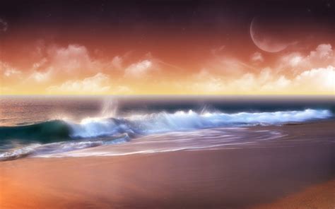 Moonlit Beachscape HD Wallpaper