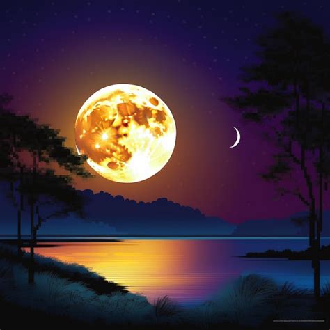 Premium Photo | Bright moon at night in a landscape