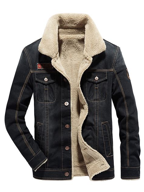 DOWNJAKE - Men' Denim Jacket Sherpa Lined Button Front Outdoor Classic Trucker Jackets Coats M ...