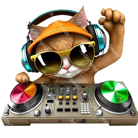 Cute DJ Cat With Glasses PNG Clipart, Transparent Animal Clip Art, Kids Cartoon Design,printable ...