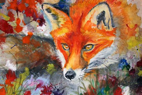 Fox Art Print on canvas Red fox Watercolor Painting Animal | Etsy