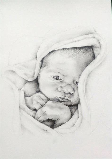 Custom Pencil Baby Portrait, Hand Drawn Baby Portrait, Custom Baby Pencil Drawing, Drawing from ...