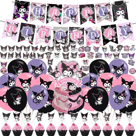 Buy 100 Pcs Kuromi Party Decorations, Cute Kuromi Theme Birthday Supplies for Kids Child Kuromi ...