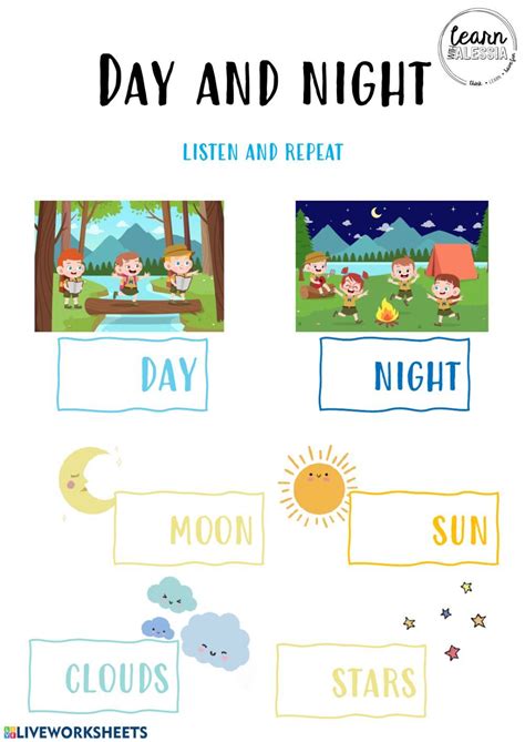 Day And Night Activities Worksheet