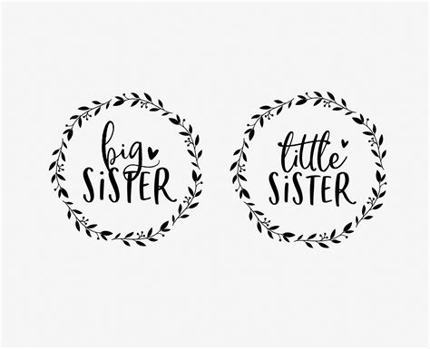 Little sister SVG & big sister SVG Digital cut file siblings svg sisters SVG commercial use ...