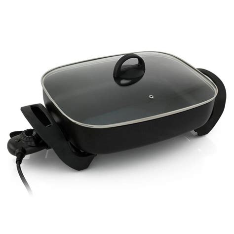 Electric Frying Pan 1800W - Non-Stick + Glass Lid - Home Kitchen Benchtop Cooker