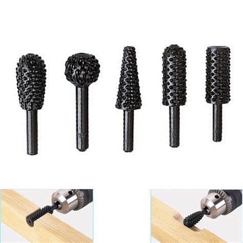 5pcs hss Power Tools Woodworking rasp chisel shaped rotating embossed grinding head powe ...