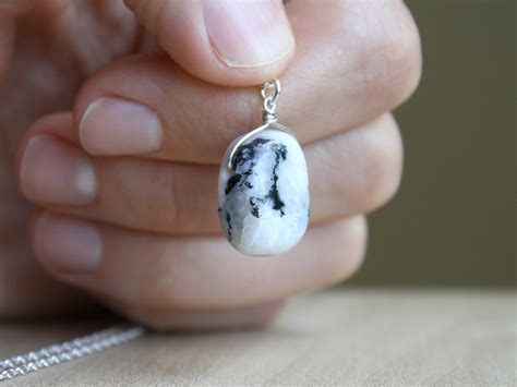 Black and White Moonstone Necklace for Embracing Change and New Beginnings