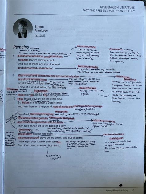 remains analysis part 1 | English literature notes, Gcse english ...