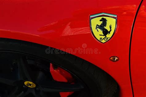 Logo on a red Ferrari editorial photo. Image of accident - 180312401