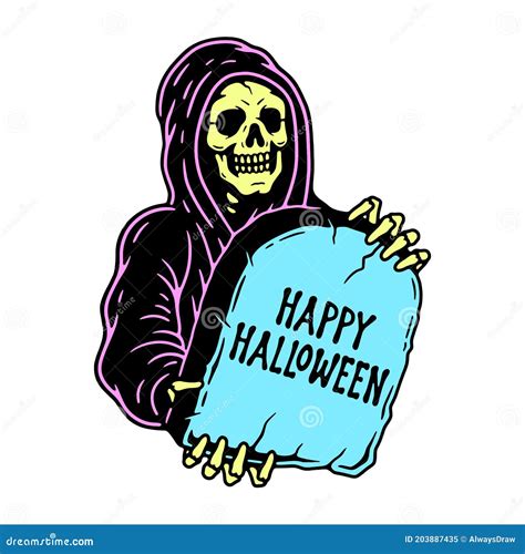 Grim Reaper Halloween Spooky Background Vector Illustration ...