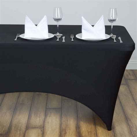 Buy 4FT Black Rectangular Stretch Spandex Tablecloth at Tablecloth Factory