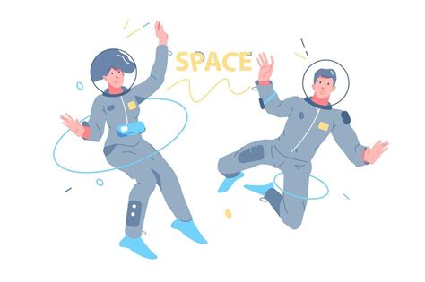 Premium Vector | Man and woman astronauts exploring outer space vector illustration. People in ...