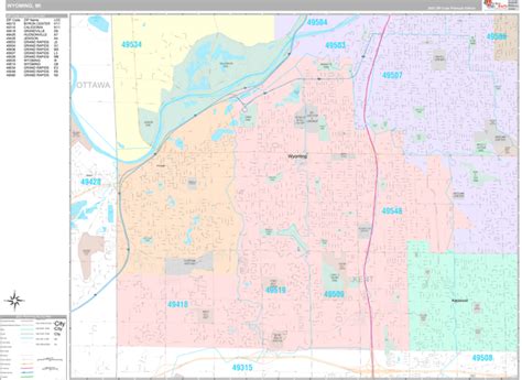 Wyoming Michigan Wall Map (Premium Style) by MarketMAPS - MapSales