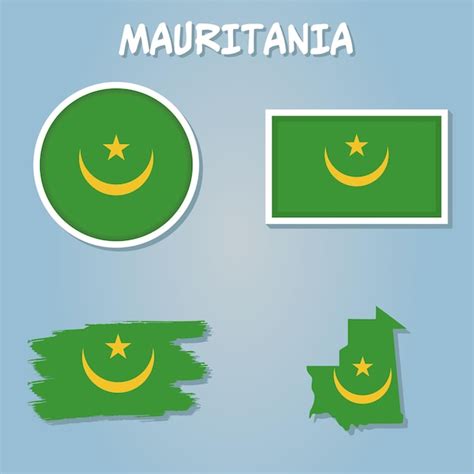 Premium Vector | Mauritania national flag in a shape of country map