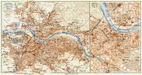 Old map of Dresden in 1908. Buy vintage map replica poster print or download picture