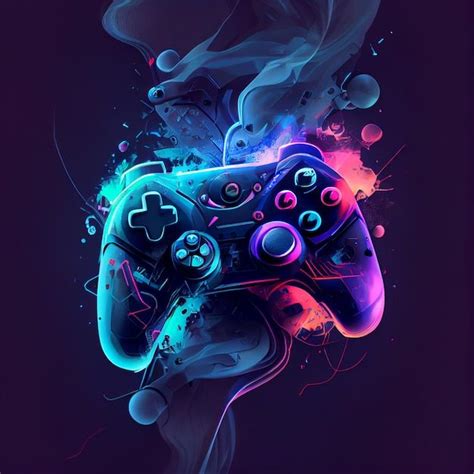 Cyberpunk-gaming-controller-gamepad-joystick-illustration | Premium-Foto | Game controller art ...