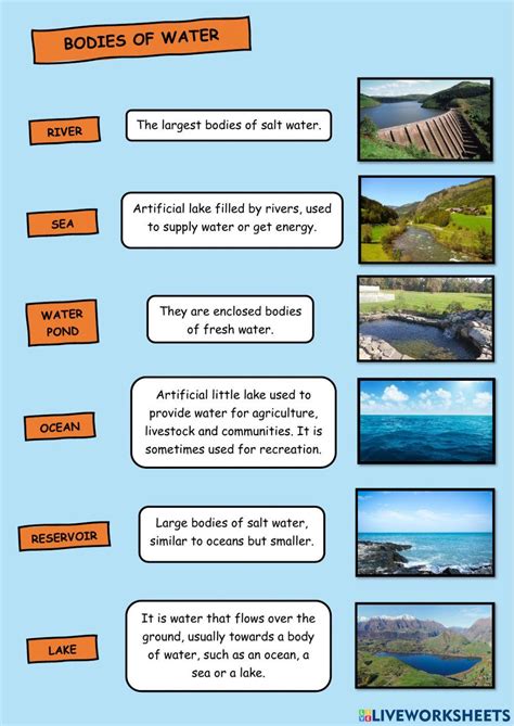 Different Types of water Bodies | Types of Waterforms for kids with pictures and examples ...