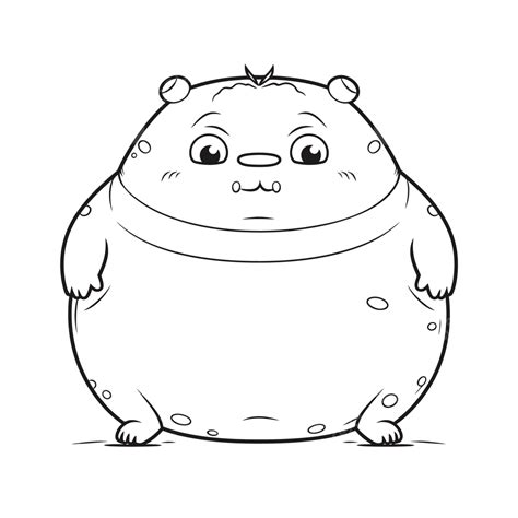 The Cute Little Fat Bear Animal Coloring Page Outline Sketch Drawing Vector, Bear Drawing ...