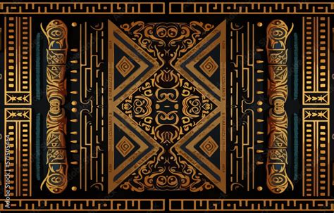 Egyptian fabric pattern. Abstract indigenous line art for ancient Egypt ...