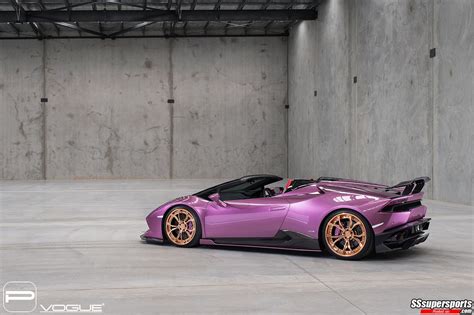 3 purple lamborghini huracan spyder gold rose pur wheels side angle - SSsupersports