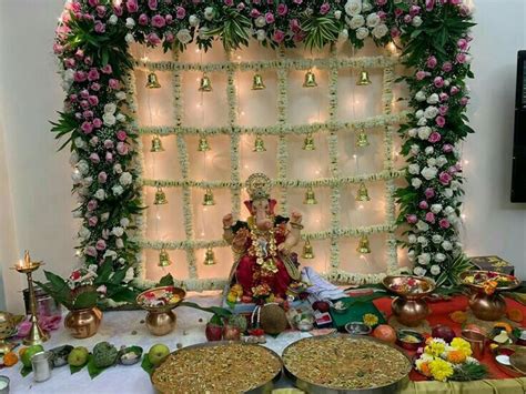 Pin by Nanditha Prasad on Gannu bhaiya | Home flower decor, Flower decoration for ganpati ...