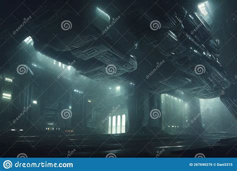 Space Station Futuristic Interior Stock Illustration - Illustration of ...