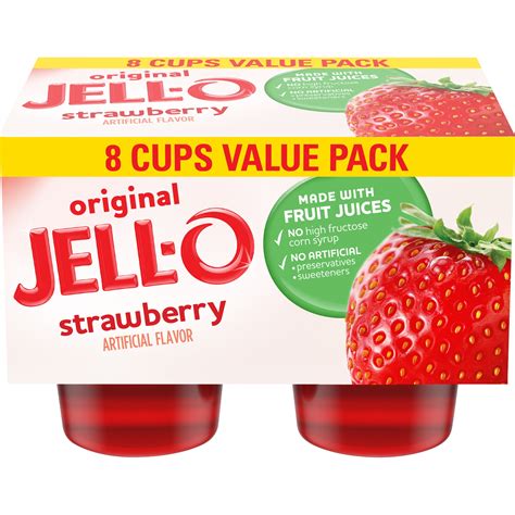 Jell-O Original Strawberry Ready-to-Eat Jello Cups Gelatin Snack Value Pack, 8 ct Cups – Beauty ...