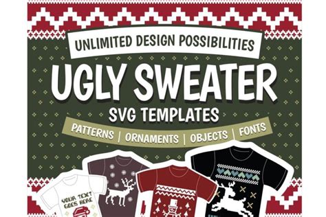 Ugly Sweater SVG Template Vol. 2 in SVG/DXF/EPS/JPG/PNG • OhMyCuttables