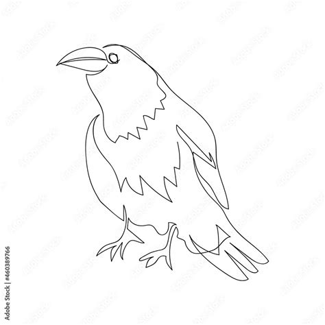 Crow one line art. Continuous line drawing of halloween theme, gothic ...