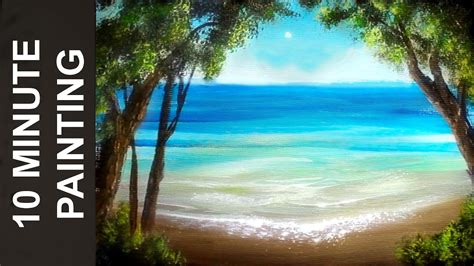 Painting a Summer Beach Landscape with Acrylics in 10 Minutes! - YouTube