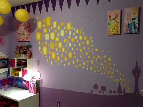 Disney Princess and Rapunzel Tangled themed kids room. I free handed the lanterns and Rapunzel's ...