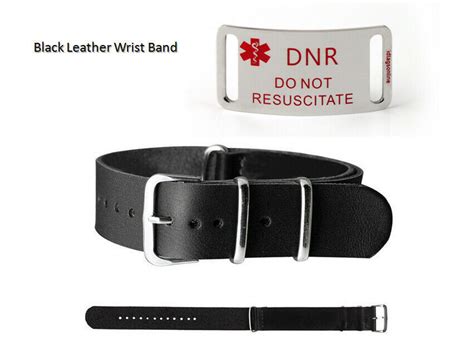 DNR Do Not Resuscitate Medical Alert ID Bracelet with Leather Wrist ...