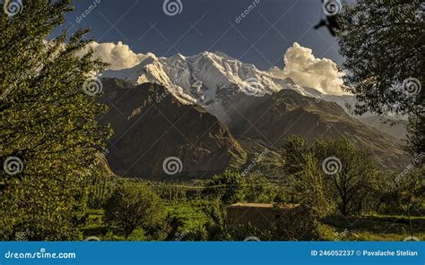 Rakaposhi Peak 7788m from Hunza Valley, Gilgit Northern Pakistan. Passu ...