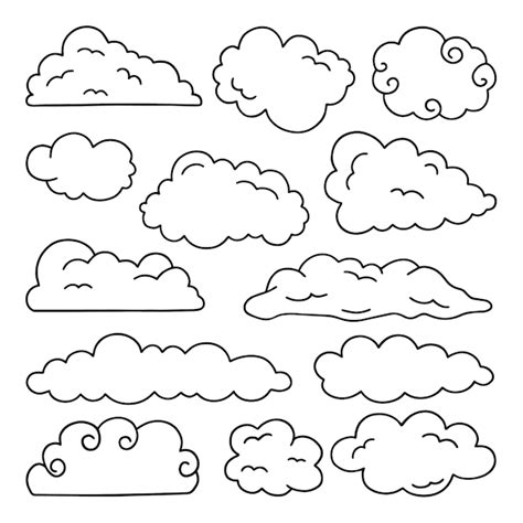 Premium Vector | Hand drawn set of clouds doodle sky in sketch style