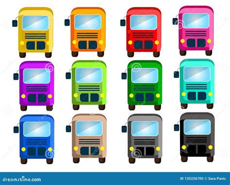 Bus in 12 beautiful colors stock illustration. Illustration of grey - 135226705