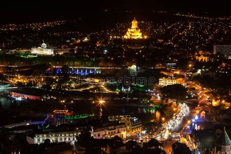 Night View of Old Town of Tbilisi. Tbilisi is the Largest City O Stock Photo - Image of dark ...