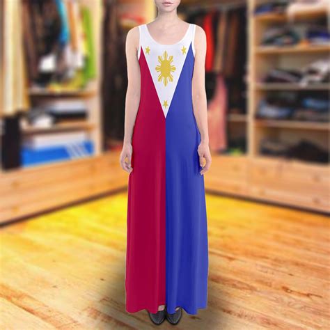 Philippines Filipino Flag Sundress Sleeveless Long Maxi Dress Size XS - 5XL Plus | eBay