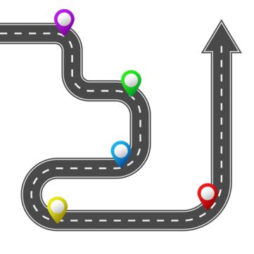 Black Road Information Map With Three Bends And Arrow, Road Map, Road, Folder PNG and Vector ...