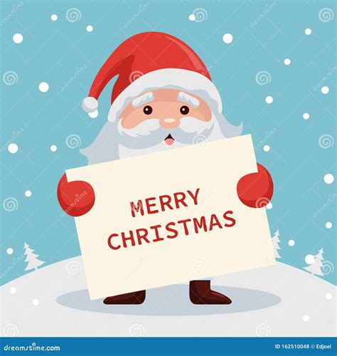 Santa Claus with Merry Christmas Poster Stock Vector - Illustration of ...