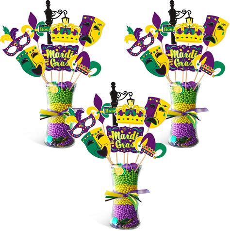 Amazon.com: Mardi Gras Table Toppers Fat Tuesday Centerpieces Sticks for Mardi Gras Birthday ...