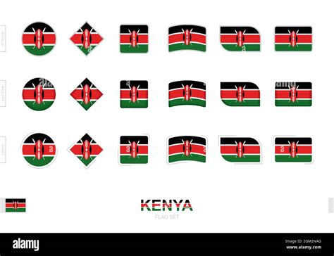 Kenya flag set, simple flags of Kenya with three different effects ...