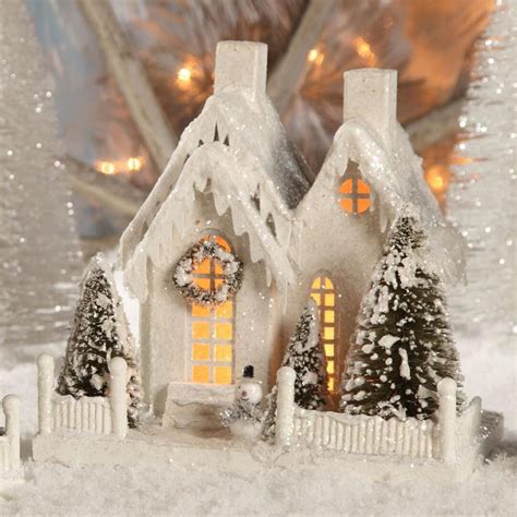 Bethany Lowe White Christmas Village 9" House with Snowman | Cottage christmas, Christmas ...